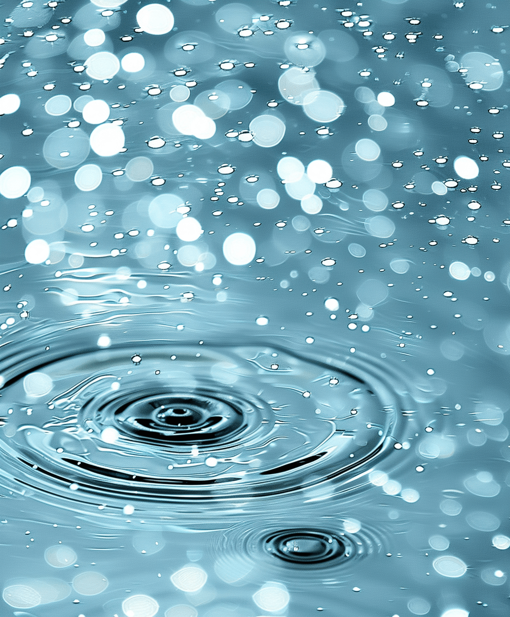 Close-up of water ripples and shimmering droplets creating a calming, tranquil effect.