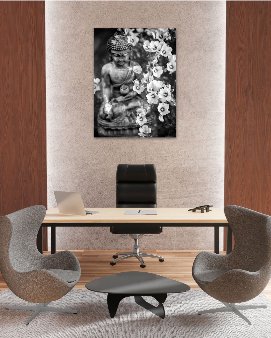 Black and White Buddha - Modern Oasis Sensory Design & Art Studio - Canvas