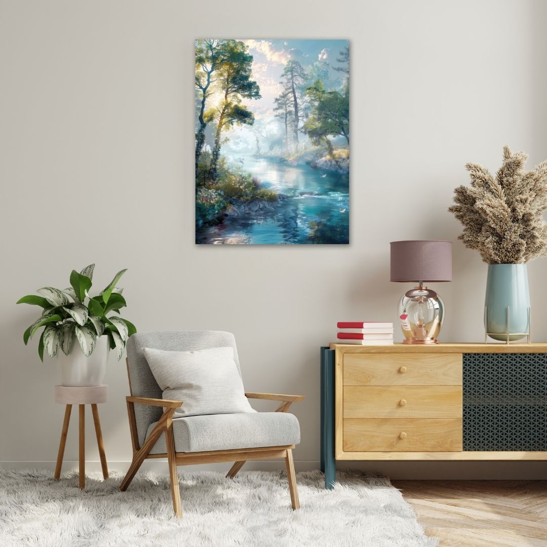 Serene Blue Landscape Metal Art - Modern Oasis Sensory Design & Art Studio - Home Decor
