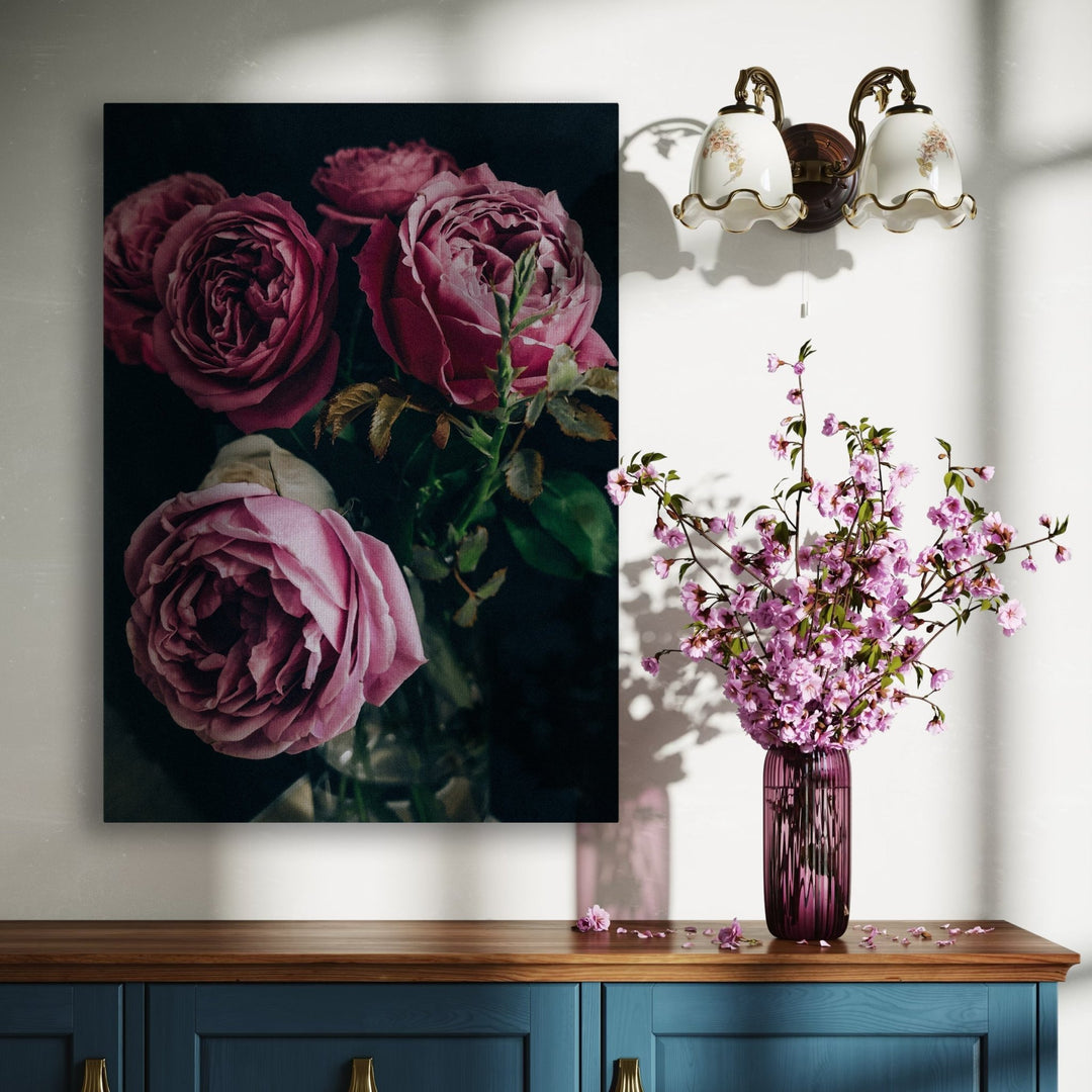 Metallic Roses Painting Pink Roses Metal Art | Modern Oasis Design Studio