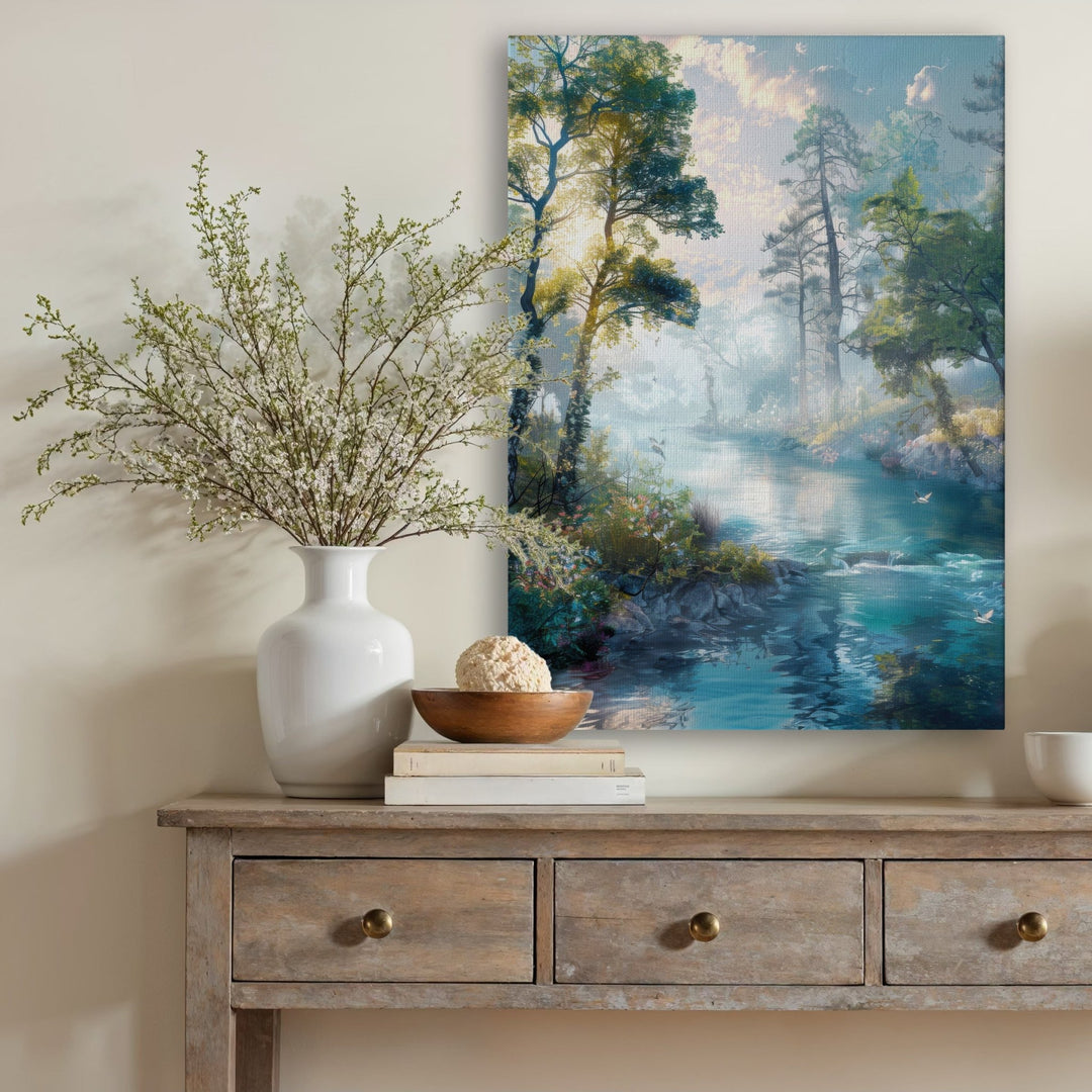 Serene Blue Landscape - Modern Oasis Sensory Design & Art Studio - Canvas